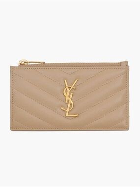 YSL Yves Saint Laurent Cassandre Matelassé Zipped Leather Card Case